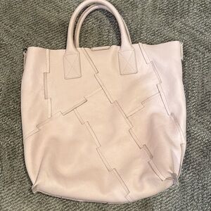 FALOR Genuine Leather Patchwork Tote bag IN blush pink